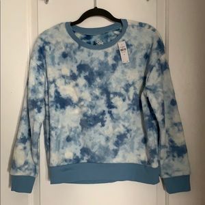 Justice Blue Tie-Dye Fleece Crewneck